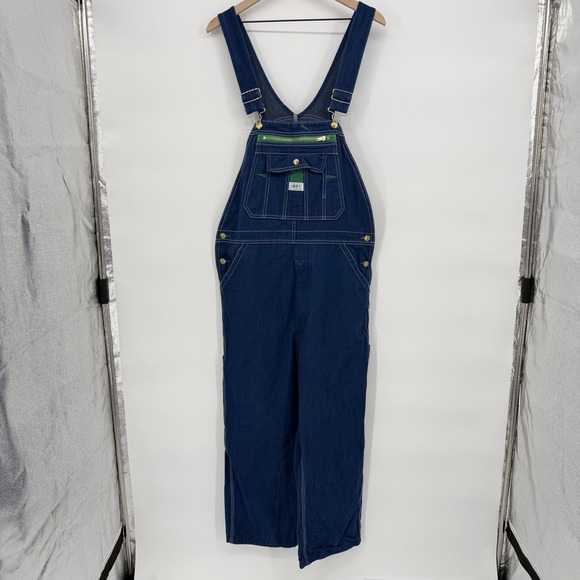 LIBERTY Bib Overall Jeans Sz 34x28 Relaxed Denim Blue Work Garden Farm Carpenter - Picture 2 of 7